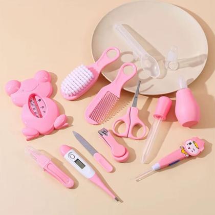 Imagem de Kit De Cuidados De Saúde De Beleza Do Bebê 13 Peças Bolsinha Estojo Completo com Termômetro, Cortador de Unhas, Escova, Lixa