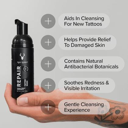 Imagem de Kit de cuidados pós-tatuagem Mad Rabbit Balm 50 ml e espuma de lavagem 60 ml