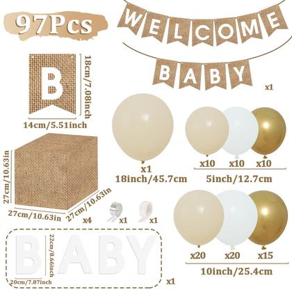 Imagem de Kit de decoração de chá de bebê Boho Burlap Grain Baby Boxes