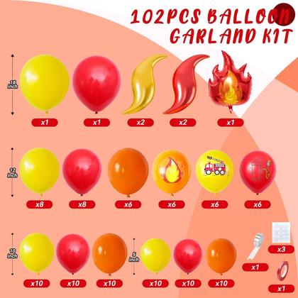 Imagem de Kit de decoração Saxuxu Fire Balloon Arch com tema de caminhão de bombeiros