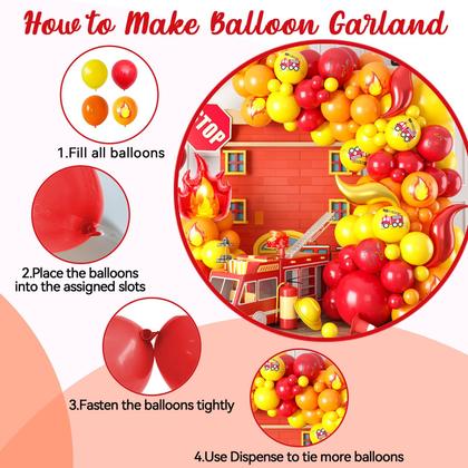 Imagem de Kit de decoração Saxuxu Fire Balloon Arch com tema de caminhão de bombeiros