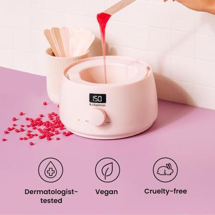 Imagem de Kit de depilação KoluaWax Premium para mulheres com aquecedor e pacote com 4 miçangas