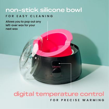 Imagem de Kit de depilação KoluaWax Premium para mulheres com aquecedor e pacote com 4 miçangas