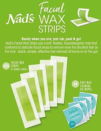 Imagem de Kit de depilação Nad's Facial Wax Strips para mulheres com 48 tiras