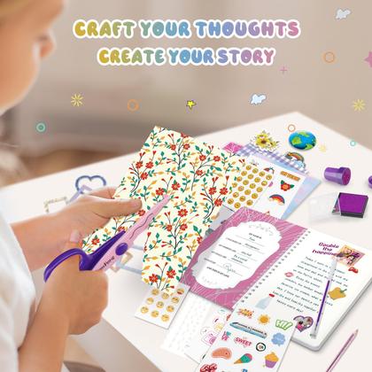 Imagem de Kit de diário DIY PERRYHOME para meninas de 8 a 14 anos com álbum de recortes e suprimentos