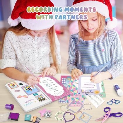 Imagem de Kit de diário DIY PERRYHOME para meninas de 8 a 14 anos com álbum de recortes e suprimentos
