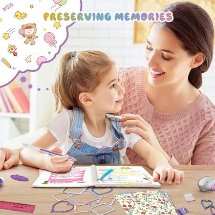 Imagem de Kit de diário DIY PERRYHOME para meninas de 8 a 14 anos com álbum de recortes e suprimentos