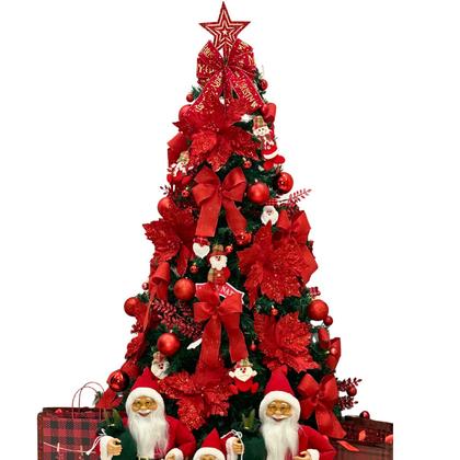 Imagem de Kit de Enfeites Completo P/ Árvore de Natal Pisca Led 1,50MT