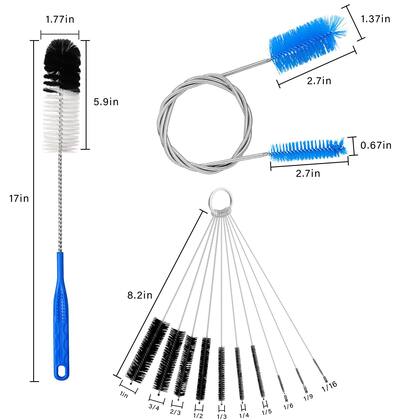 Imagem de Kit de escovas para limpeza de tubos ETTSNU com alça longa, 12 unidades