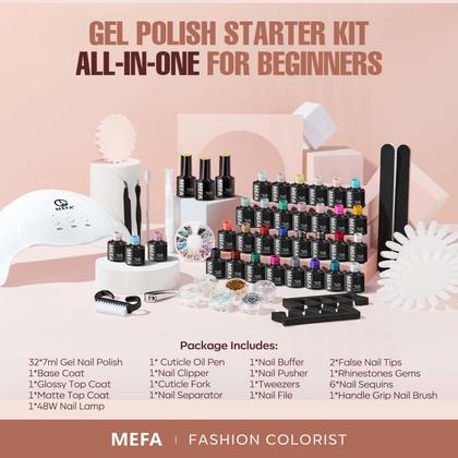 Imagem de Kit de esmalte de gel MEFA 56 unidades com secador de unhas U V Light 48W