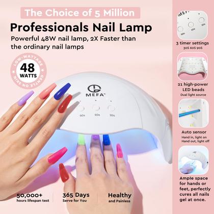 Imagem de Kit de esmalte de gel MEFA 56 unidades com secador de unhas U V Light 48W