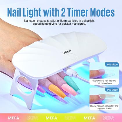 Imagem de Kit de esmalte de gel MEFA de 12 cores com luz UV, conjunto de 19 unidades