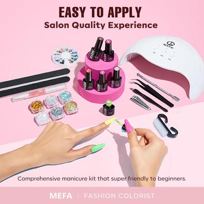 Imagem de Kit de Esmalte em Gel MEFA 56 Peças com Luz UV - 32 Cores de 7ml