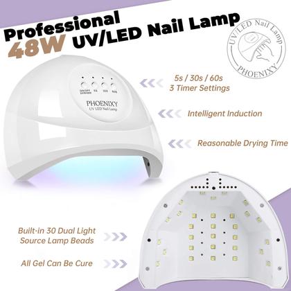 Imagem de Kit de Esmaltes em Gel PHOENIXY 48W - 44 Cores e 72 Efeitos com Luz UV