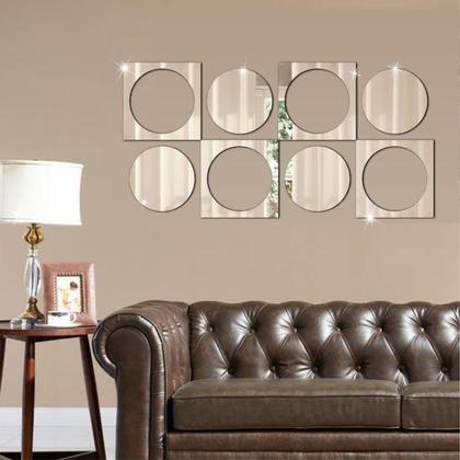 Imagem de Kit De Espelho Decorativo Acrílico Circulo E Quadrado