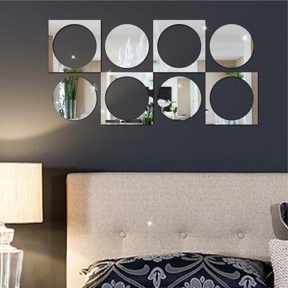 Imagem de Kit De Espelho Decorativo Acrílico Circulo E Quadrado