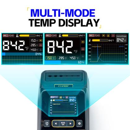 Imagem de Kit de estação de solda digital de precisão FNIRSI DWS-200 200W 210 com 3 pontas de ferro de soldar F210 e 2 mãos auxiliares, valor de temperatura e modo de curva, armazenamento de 3 temperaturas, tela colorida