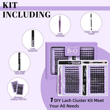 Imagem de Kit de extensão de cílios B&Q Lash 192 unidades B02+B07 8-18 mm com cola