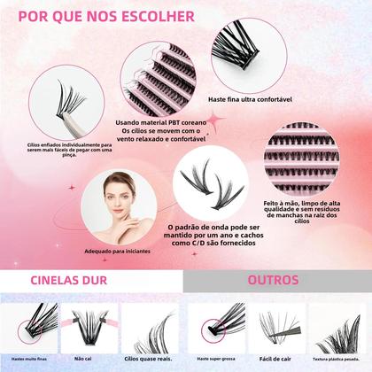 Imagem de Kit de Extensão de Cílios com 200 Peças - Cola, Pinças e Ferramentas