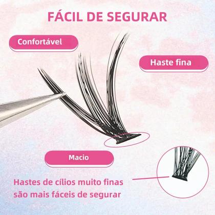 Imagem de Kit de Extensão de Cílios com 200 Peças - Cola, Pinças e Ferramentas