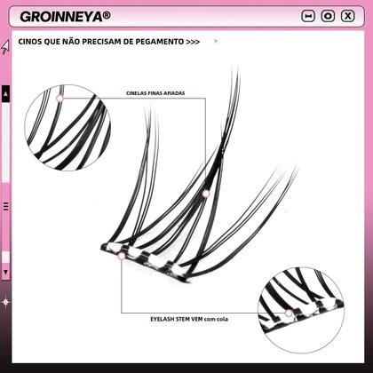 Imagem de Kit De Extensão De Cílios DIY Autoadesivo GROINNEYA Cílios Em Grupo Pré-Colados Sem Necessidade De