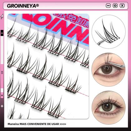 Imagem de Kit De Extensão De Cílios DIY Autoadesivo GROINNEYA Cílios Em Grupo Pré-Colados Sem Necessidade De