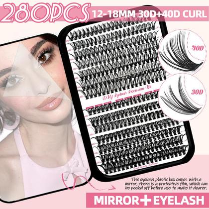 Imagem de Kit de extensão de cílios QUKLOGEN DIY Wispy Lash 570 unidades D Curl