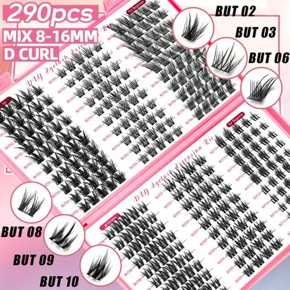 Imagem de Kit de extensão de cílios QUKLOGEN DIY Wispy Lash 570 unidades D Curl