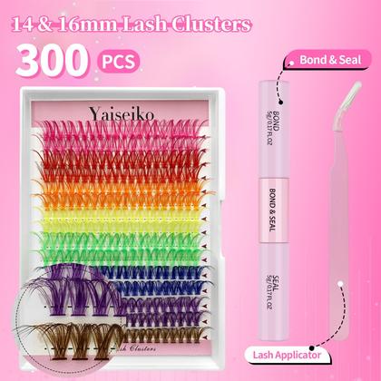 Imagem de Kit de extensão de cílios Yaiseiko Colorful com 300 cachos 40D