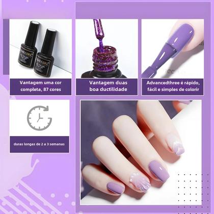 Imagem de Kit de Extensão de Unhas em Gel UV/LED - Manicure Profissional com Base e Esmalte