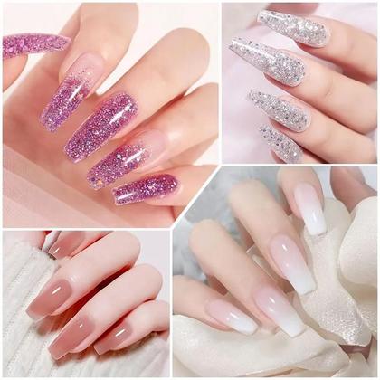 Imagem de Kit de Extensão de Unhas em Gel UV/LED - Manicure Profissional com Base e Esmalte