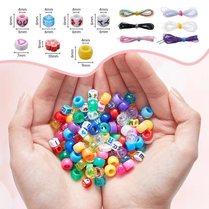 Imagem de Kit de fabricação de pulseiras INSCRAFT 1200 unidades com contas de pônei de 24 cores