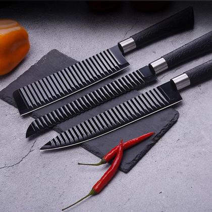 Imagem de kit de faca/jogo de faca /inox jogo com 4 peças para cozinha utensílio +raspador inox + Tesoura Inox/churrasco/fesat/coz