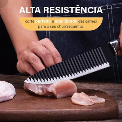 Imagem de Kit de Facas Antiaderentes 6 Peças Chef - Aço Inoxidável para Cozinha e Churrasco  Facas Profissionais