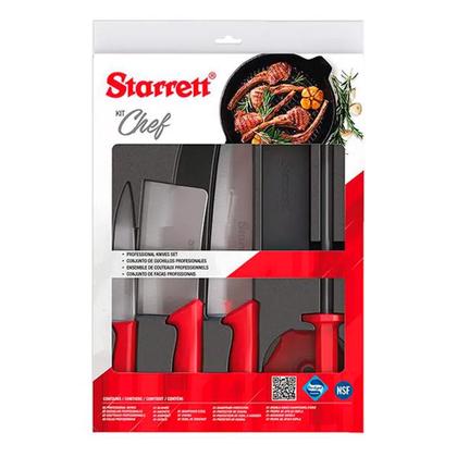 Imagem de Kit de Facas Chef Com Cutelo Vermelho 6 Peças (BKK-6R1) - Starrett