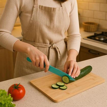 Imagem de Kit de facas coloridas churrasco cozinha aço inox 4 peças master legumes multiuso chef