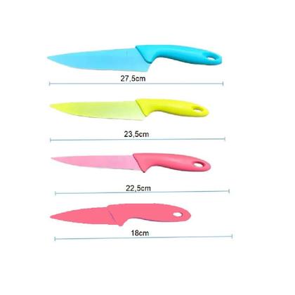 Imagem de Kit de facas coloridas churrasco cozinha aço inox 4 peças master legumes multiuso chef