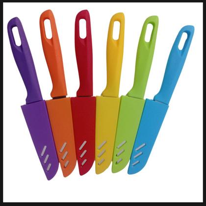 Imagem de Kit de Facas Coloridas Churrasco Pescaria Cozinha Aço 6 und