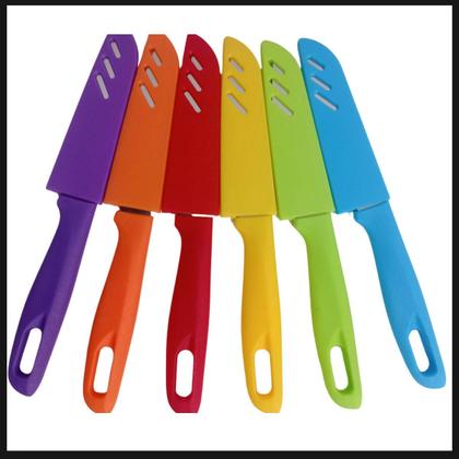 Imagem de Kit de Facas Coloridas Churrasco Pescaria Cozinha Aço 6 und