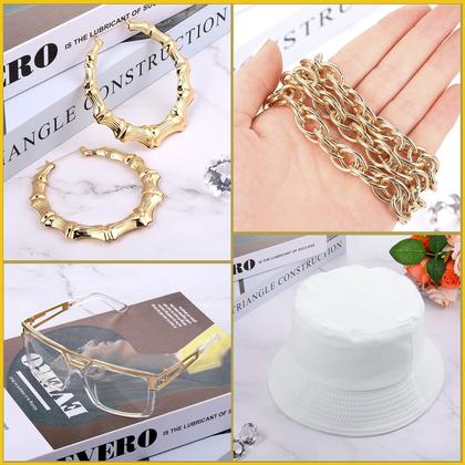 Imagem de Kit de fantasias Sintege Hip Hop, anos 80, 90, roupa de joalheria branca