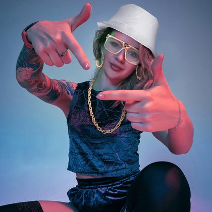 Imagem de Kit de fantasias Sintege Hip Hop, anos 80, 90, roupa de joalheria branca