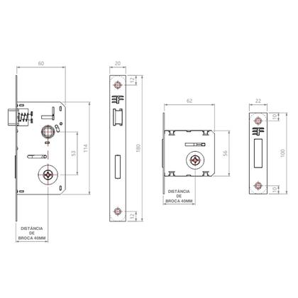 Imagem de Kit De Fechaduras Roseta Quadrada Tetra Cromada 3f