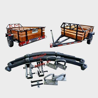 Imagem de kit de feixe mola de 4 laminas para carretinhas reboque trailers Suporta até 550kg total