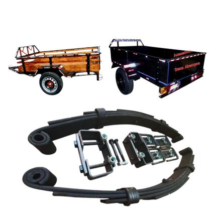 Imagem de kit de feixe mola de 4 laminas para carretinhas reboque trailers Suporta até 550kg total