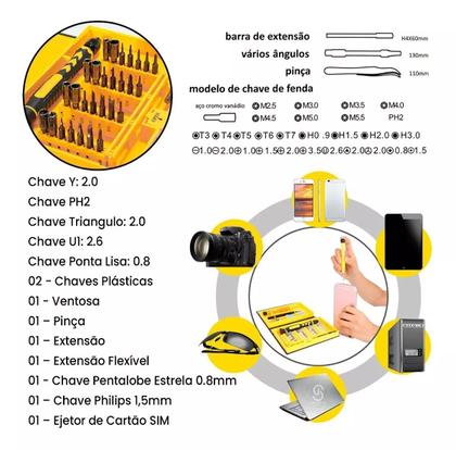 Imagem de Kit de Ferramenta para Manutenção e Reparo Com 38 Un Bits Conjuto de Chave Palheta Ventosa Ejetar SIM