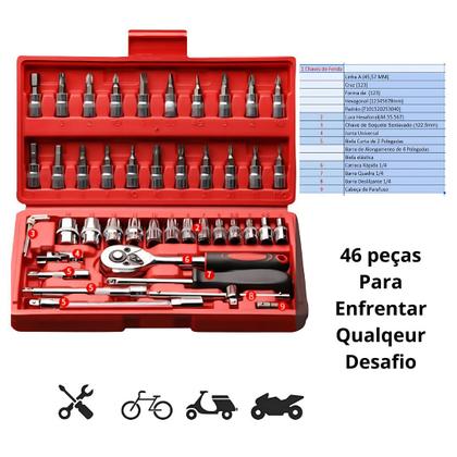 Imagem de Kit De Ferramentas 46 Peças Jogo De Soquetes Chave Catraca R