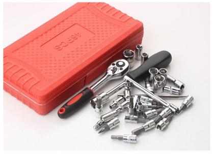 Kit De Ferramentas 46 Peças Jogo De Soquetes Chave Catraca