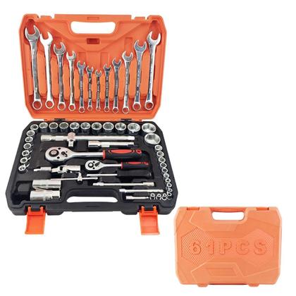 Kit De Ferramentas 61 Peças Soquetes Chave Catraca Combinada Profissional - QBX Imagem de Kit De Ferramentas 61 Peças Soquetes Chave Catraca Combinada Profissional