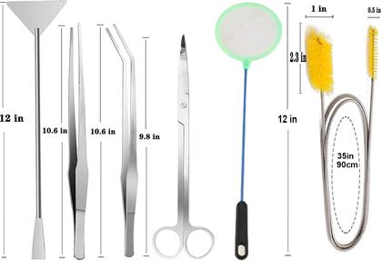 Imagem de Kit de ferramentas de paisagismo aquático de aquário Lxiyu 7 em 1 em aço inoxidável