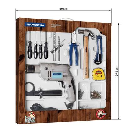 Imagem de Kit De Ferramentas Furadeira 500W 127V 100 Peças Tramontina